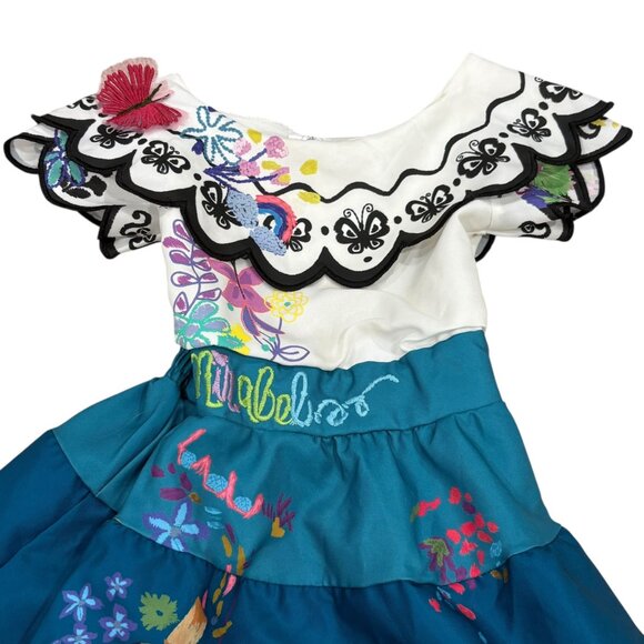 Disney Encanto Mirabel Dress Kids Size 4 Tiered Skirt & Ruffle Sleeve Embroidery - Picture 3 of 4